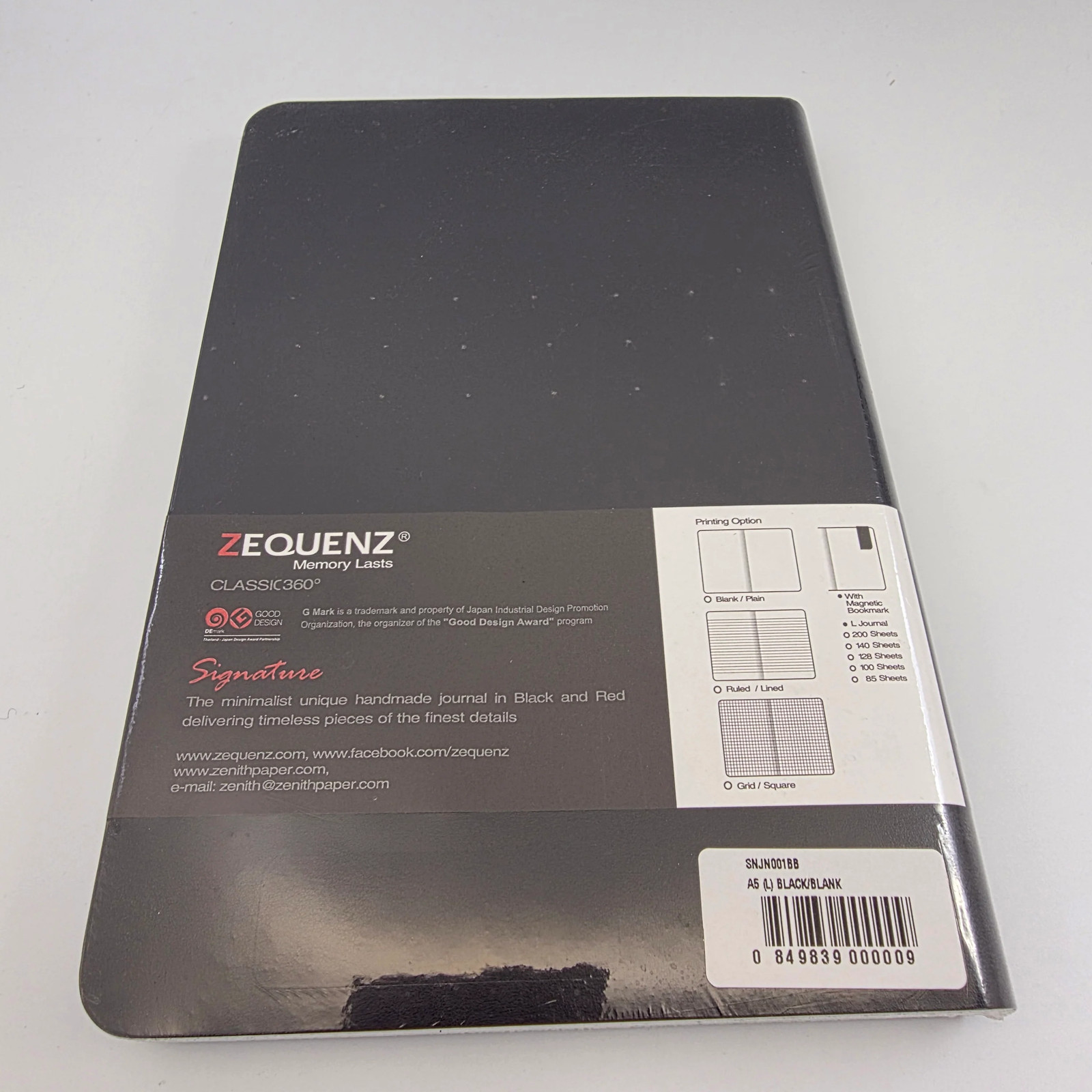 Zequenz Classic 360 A5 Signature Series Notebook – Color: Black, Pages: BLANK