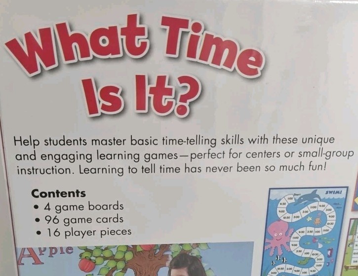 CARSON-DELLOSA 4-in-1 Board Game What Time is it Homeschool Learning 140314