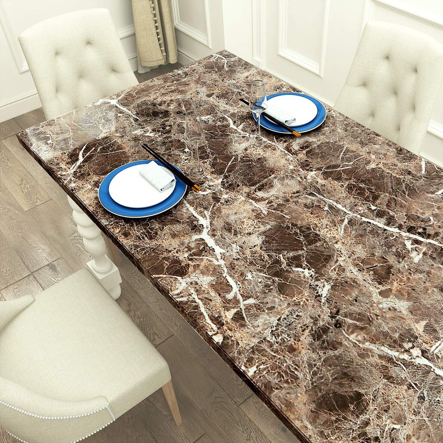LACHEERY Dark Brown Marble Contact Paper for Cabinets Peel and Stick Wallpape…