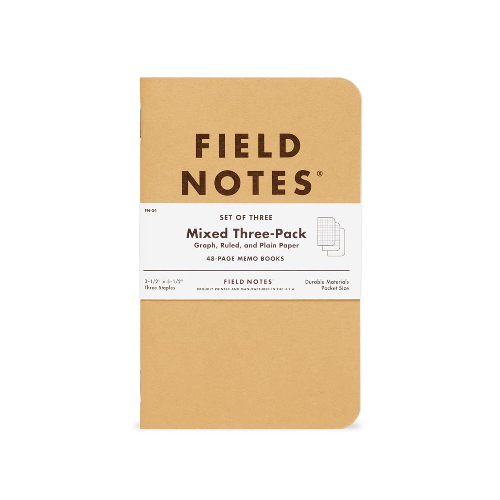 “Mixed Paper Memo Books 3-Pack – Graph, Ruled, Plain – 48 Page Pocket Notebooks”
