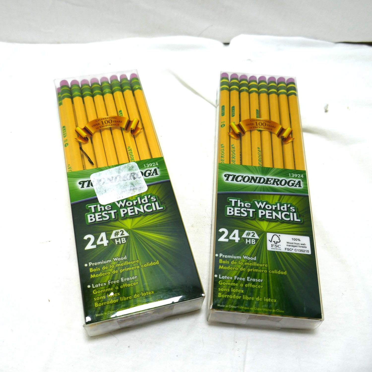 Ticonderoga Wood-Cased Pencils, 48 Total Pencils NIB #2 HB. Latex Free Eraser