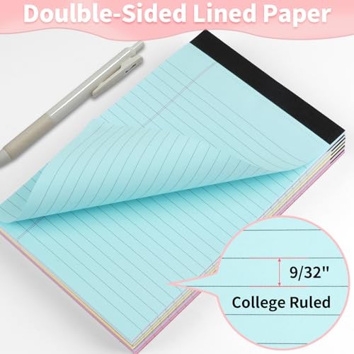 Legal Pads 5″ X 8″, 6 Pack Colored Note Pads, College Ruled Yellow Lined Paper