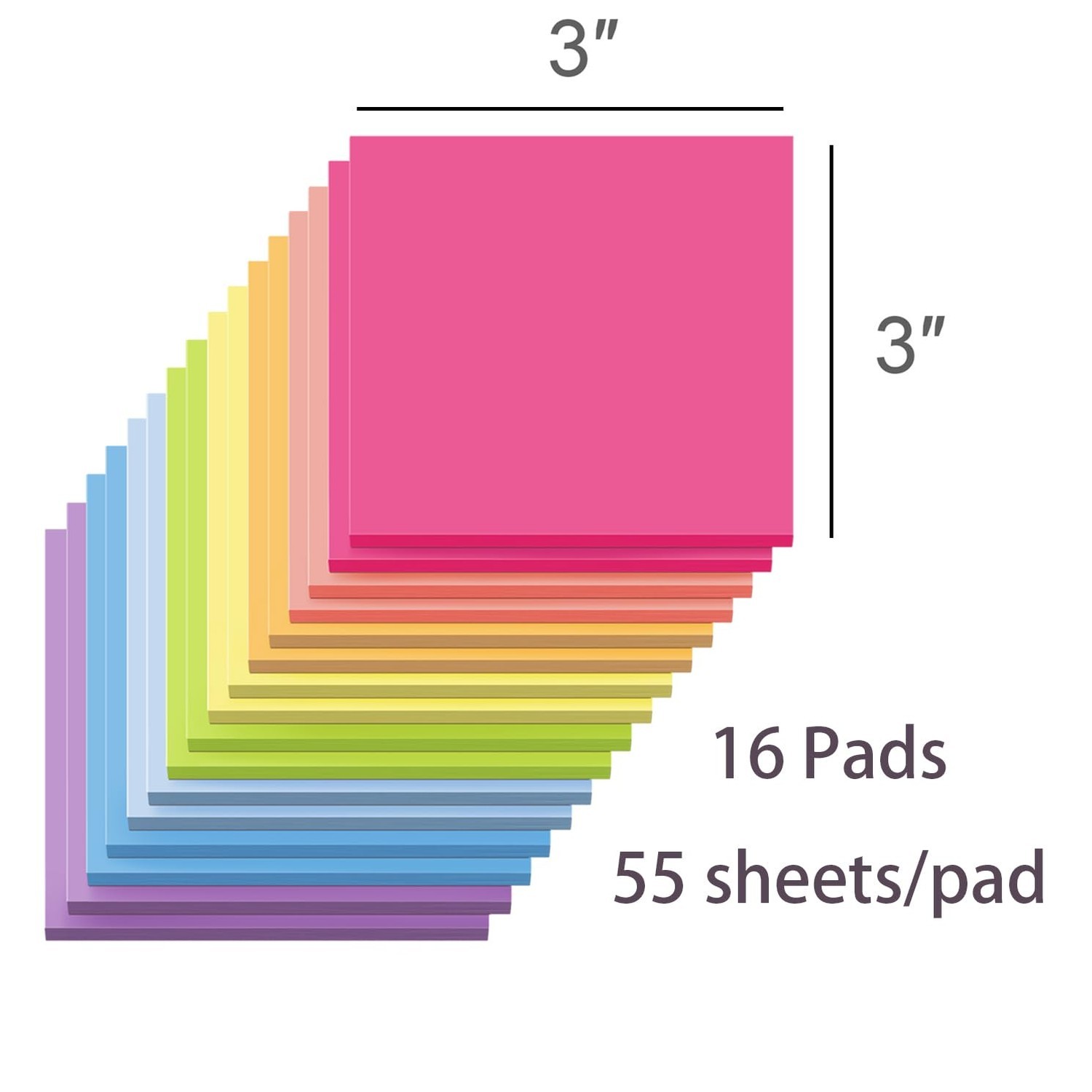 (16 Pack) Sticky Notes 3×3, Self-Stick Pads Bright Colors Sticky Note, Recycl…