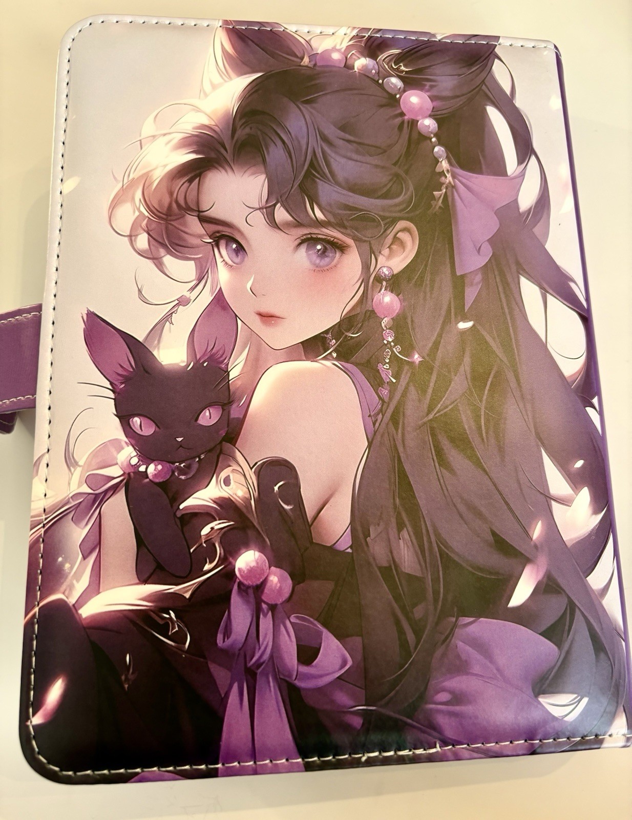 Black Cat Girl A5 Binder W/ Magnet Closure & Matching Paper And Accessories.