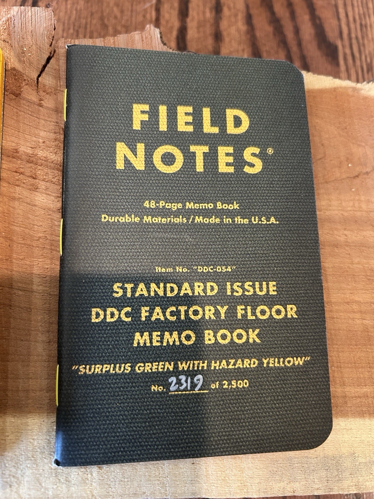 Field Notes DDC Factory Floor Memo Book Surplus Green with Hazard Yellow