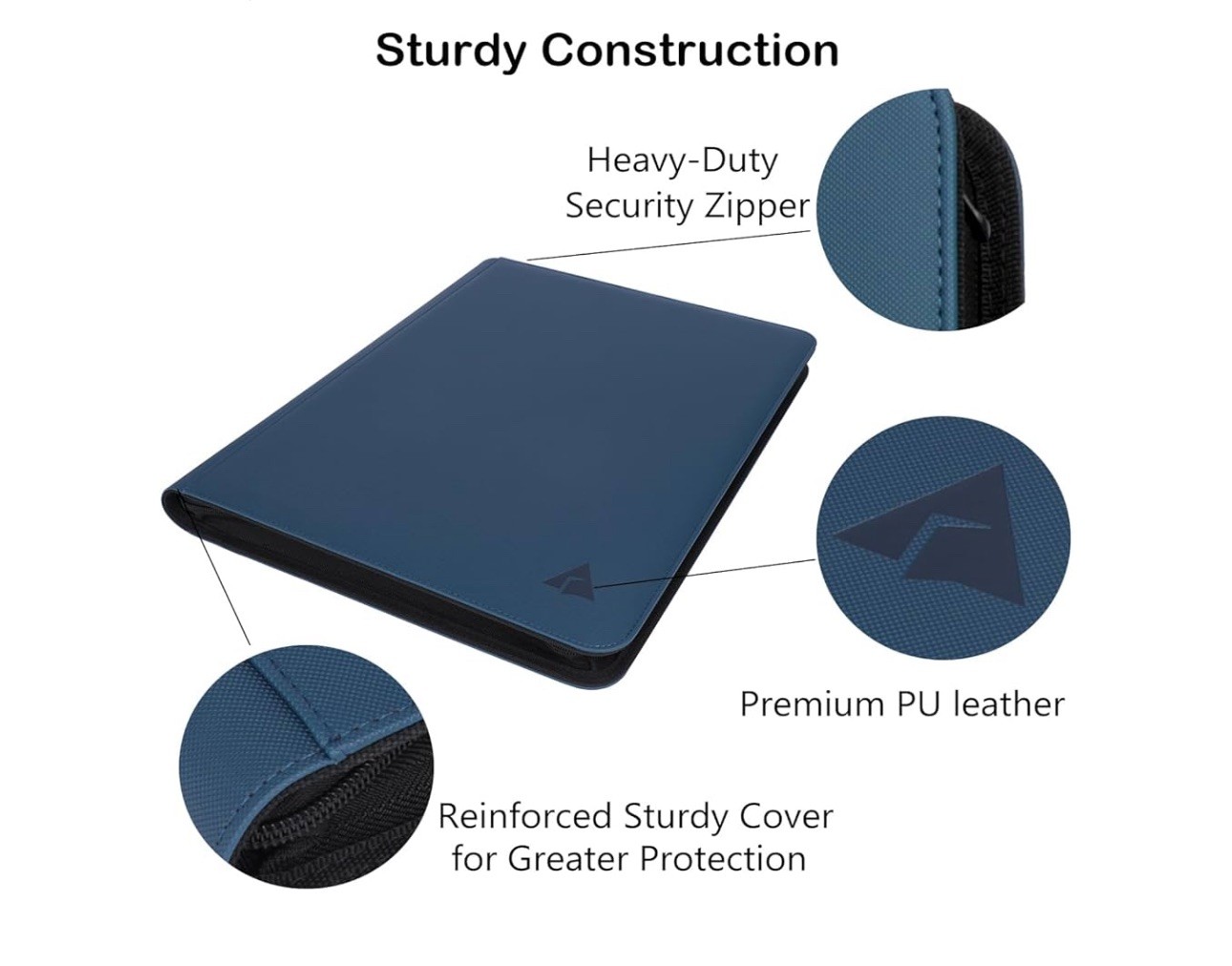16 Pocket/Page 512 Pockets Card Binder, Large Ringless Zipper Closure