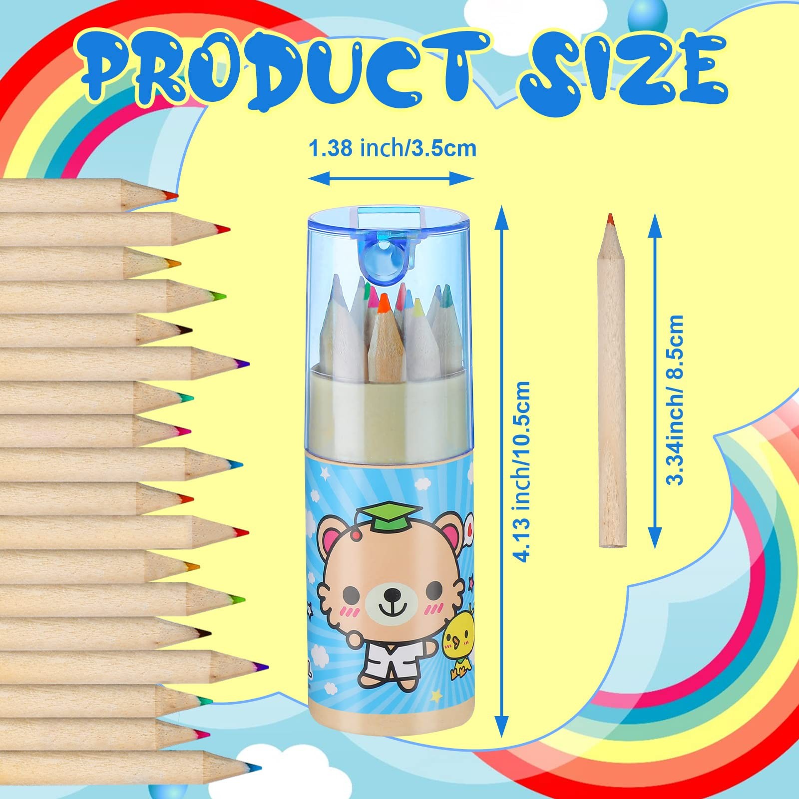 Fumete 32 Pack Mini Colored Pencils Bulk with Sharpener, 12 Colors Multicolor