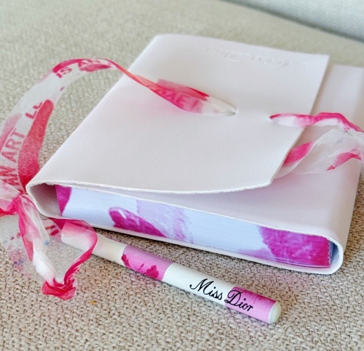 Dior Beauty Miss Dior Ribbon Tie Soft Cover Notebook / Book / Diary & Pencil Set
