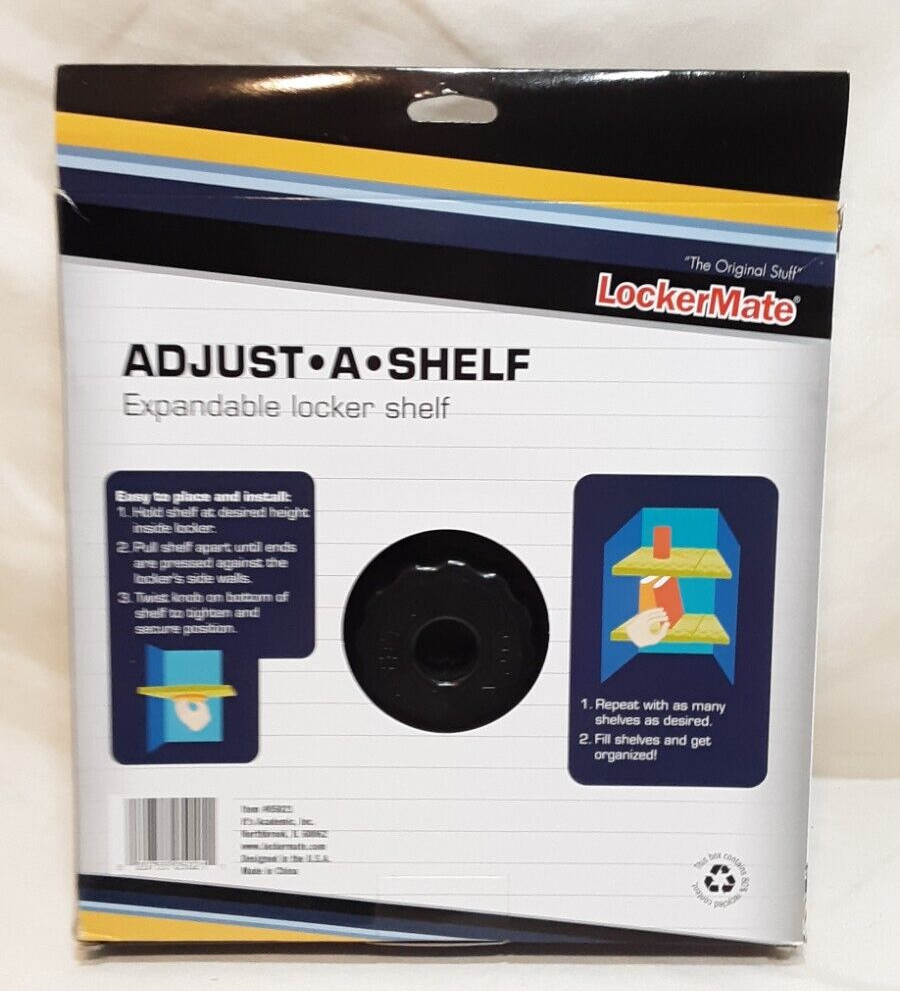 LockerMate Black Adjust-A-Shelf Locker Shelf Easy Use Extends to Fit Your Locker