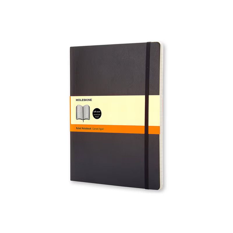 Moleskine Classic Notebook, Ruled/Lined, Soft Cover, XL, 7.5 x 9.5″ Black