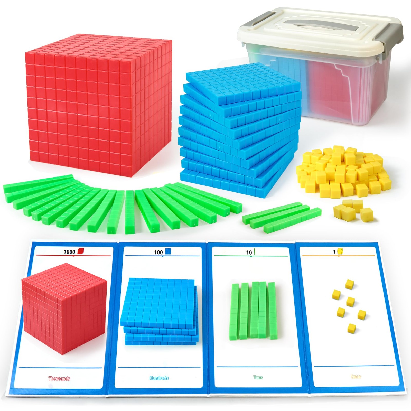 Math Manipulatives for Kids 133 PCS Base Ten Blocks with Place Value Chart