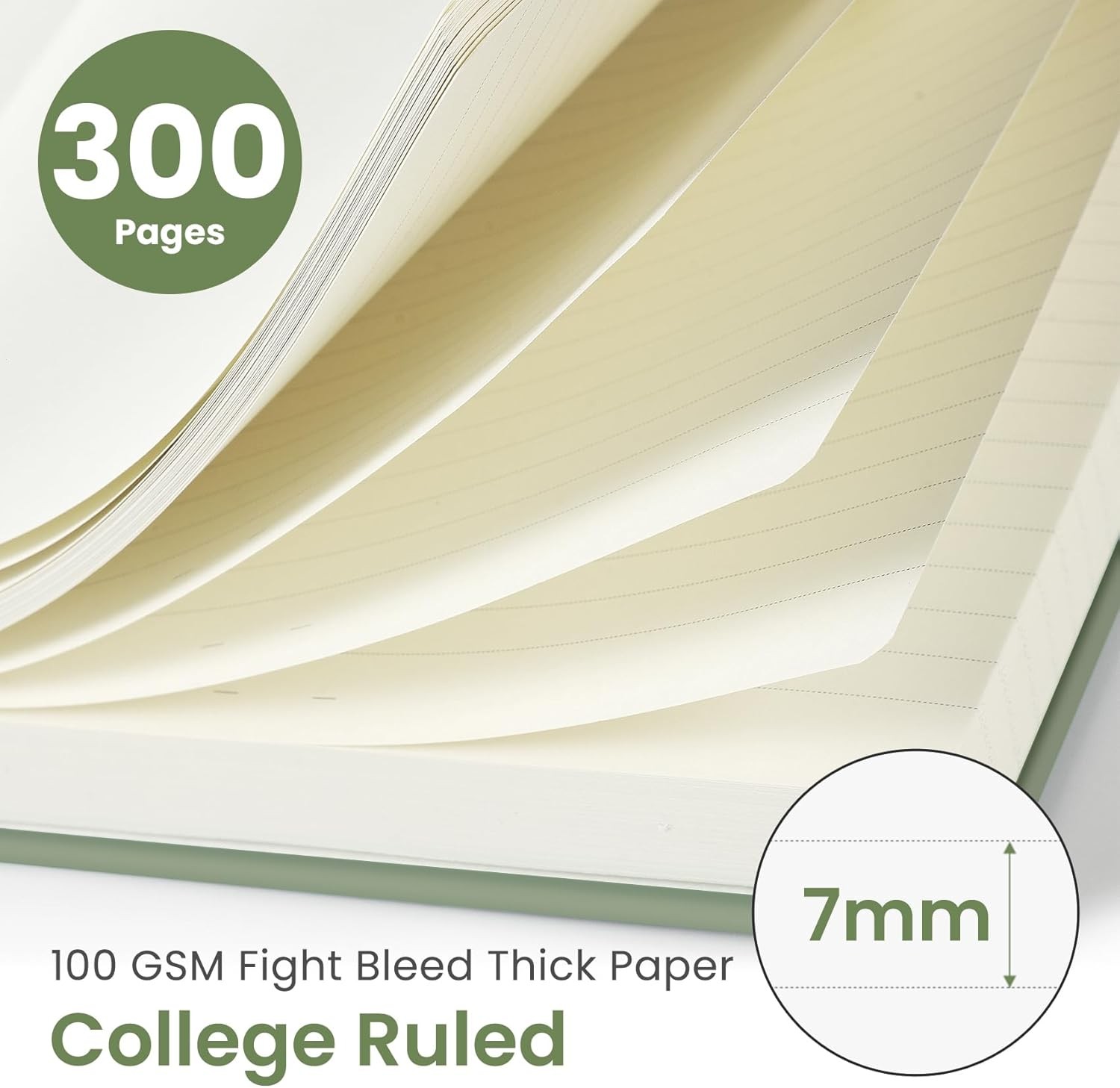 B5 Spiral Notebook Journal 300 Pages Hardcover College Ruled Green