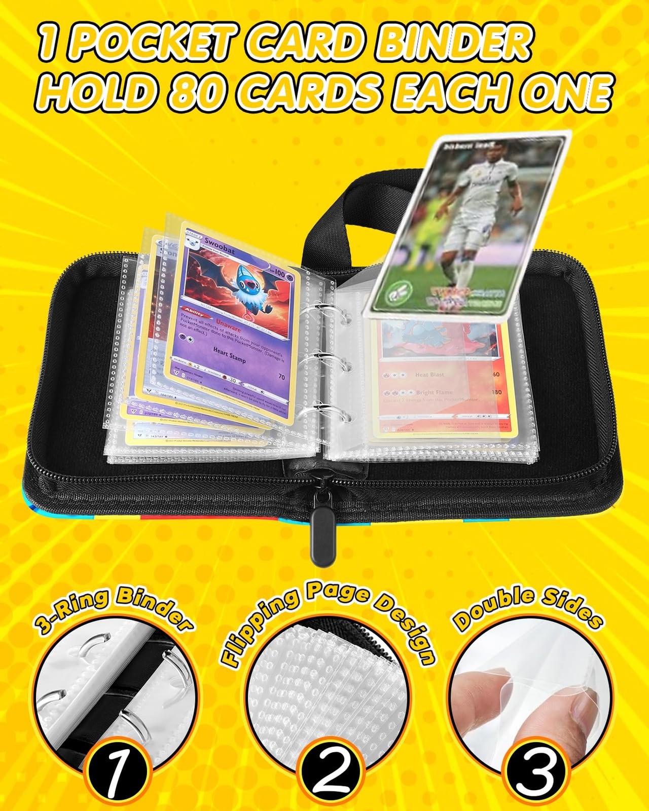 Lotadilo for 1 Pocket Card Binder Mini Size for 80 Cards – Small Trading Card…