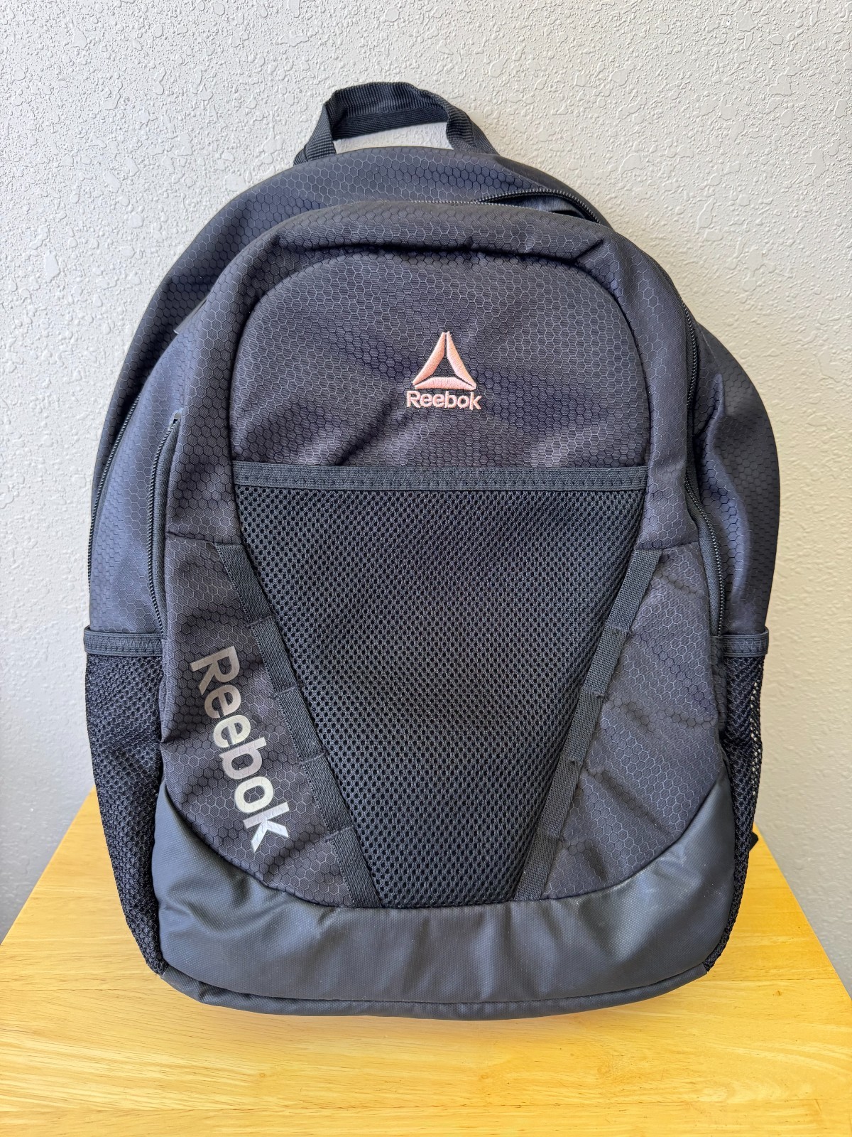 Reebok Paige 18″ Backpack School Black & Pink Tech Laptop Sleeve Bottle