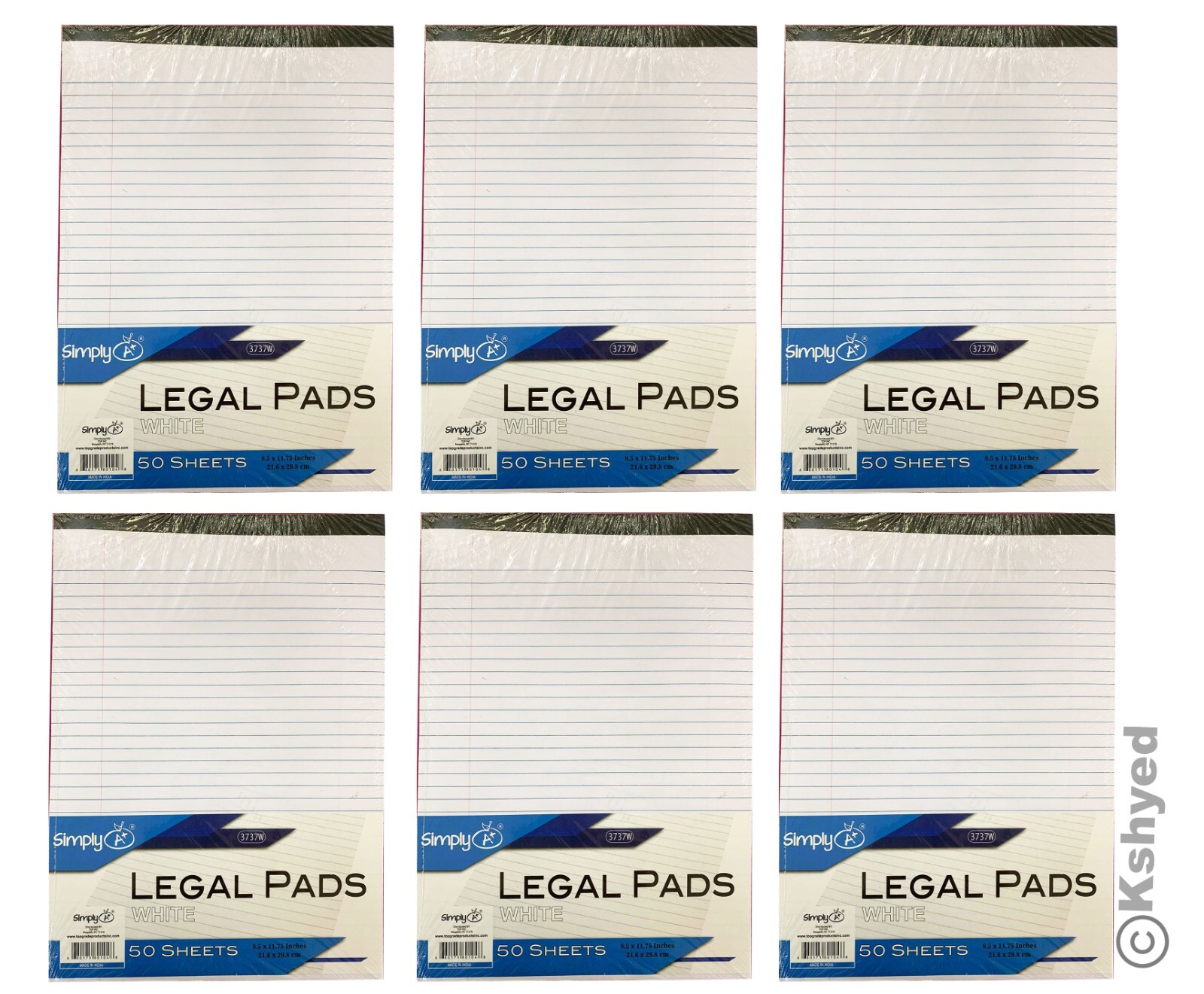 Legal Note Pads Writing Pads 8-1/2″X11-3/4″ Wide Ruled White Paper (6 Pack) -New