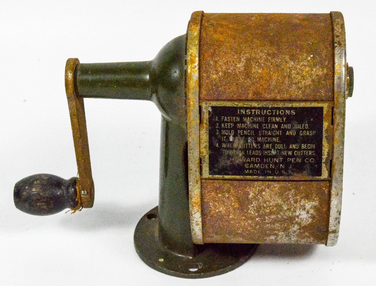 VTG Boston Model 1 Hole Pencil Sharpener Manual Handle Wal/Desk Mount