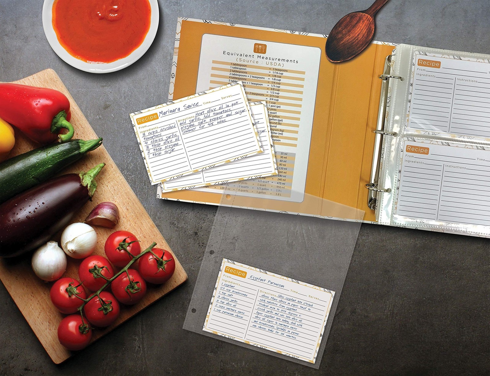 Better Kitchen Products Recipe Binder, 8.5″ x 9.5″ 3 Ring Binder Organizer Se…