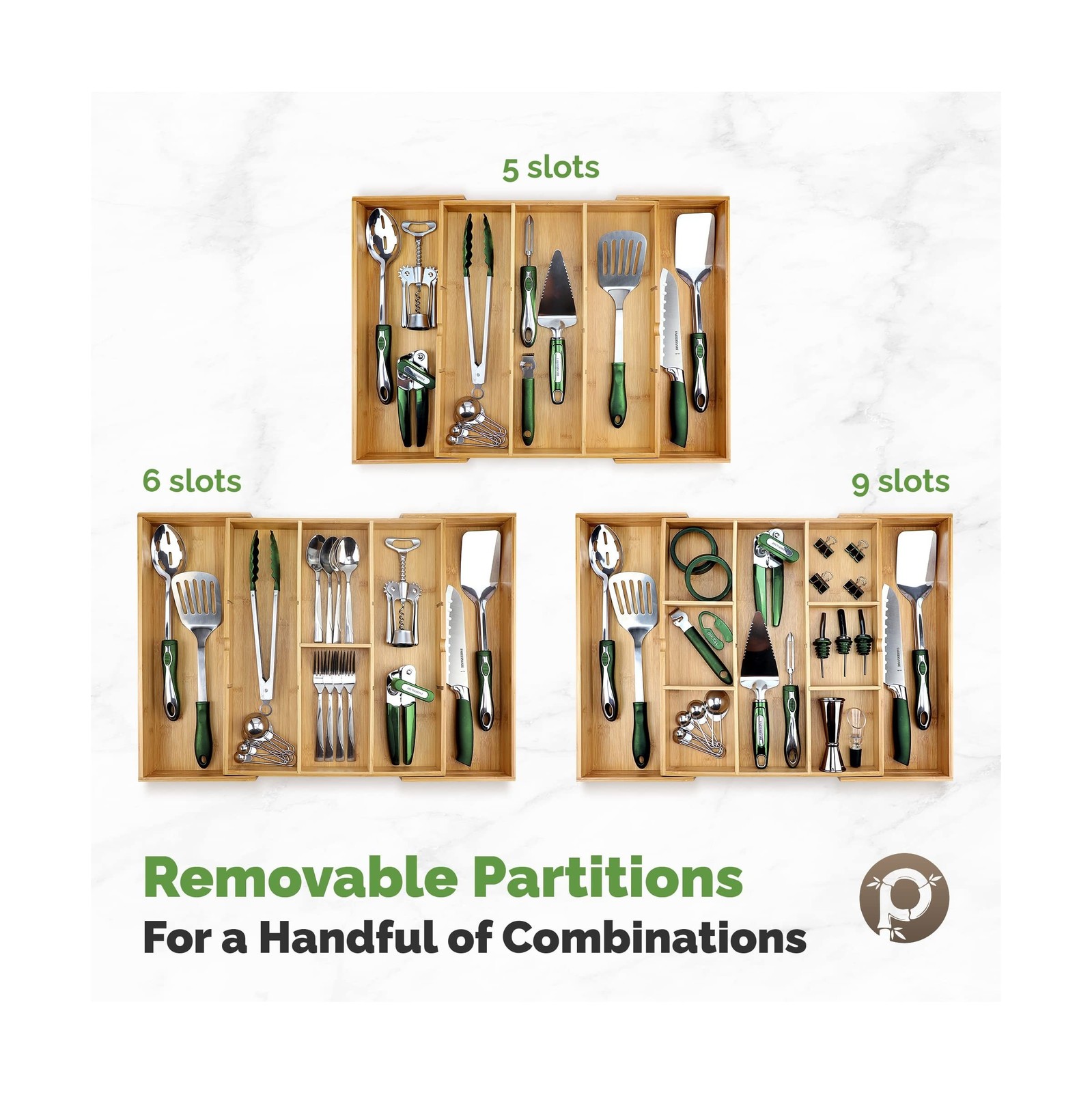 Pristine Bamboo Expandable Drawer Organizers for Kitchen – Extr… USA FAST SHIP