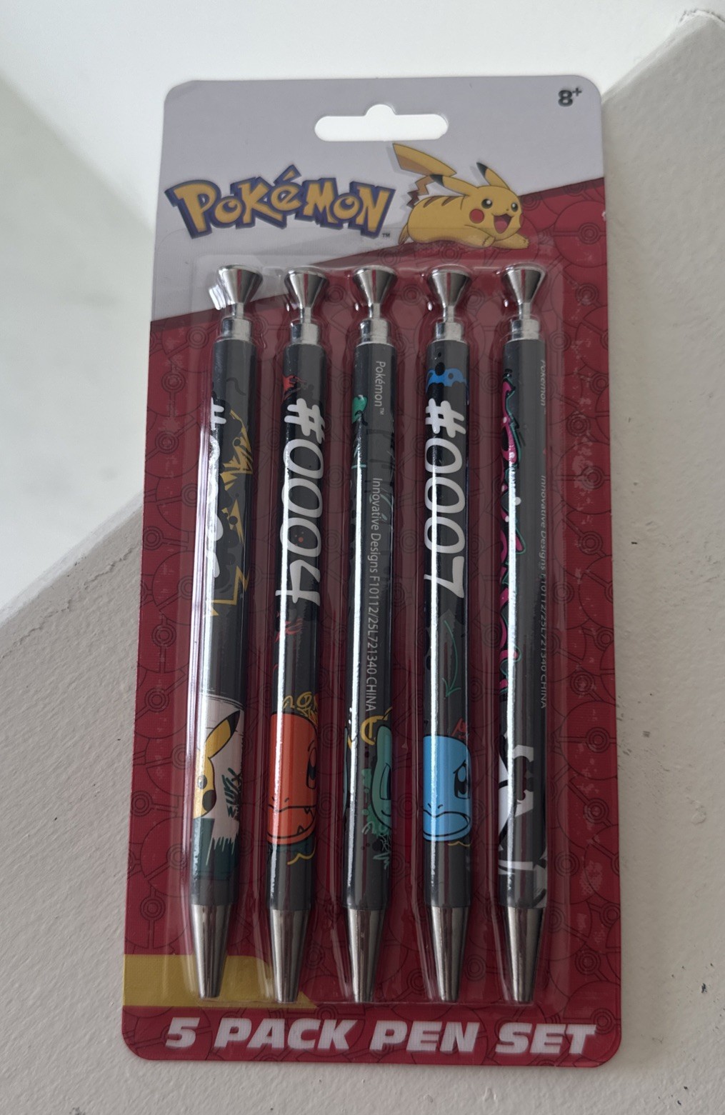 Pokemon 5 Pack Graffiti Pen Set Kids One Size Grey Pikachu Charmander Bulbasaur