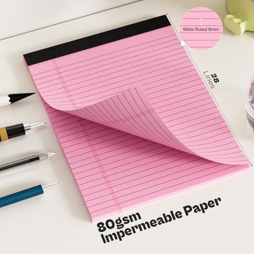 4 Pack Legal Pads 8.5 x 11 Note Pads 8.5 x 11 Notepad 8.5 x 11 Micro Pink