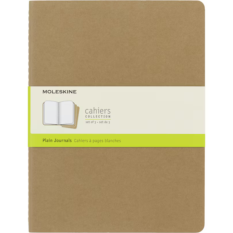 Moleskine TG Cahier Journal, Plain/Blank, Soft Cover, XL, 7.5×9.5″, Kraft Brown,