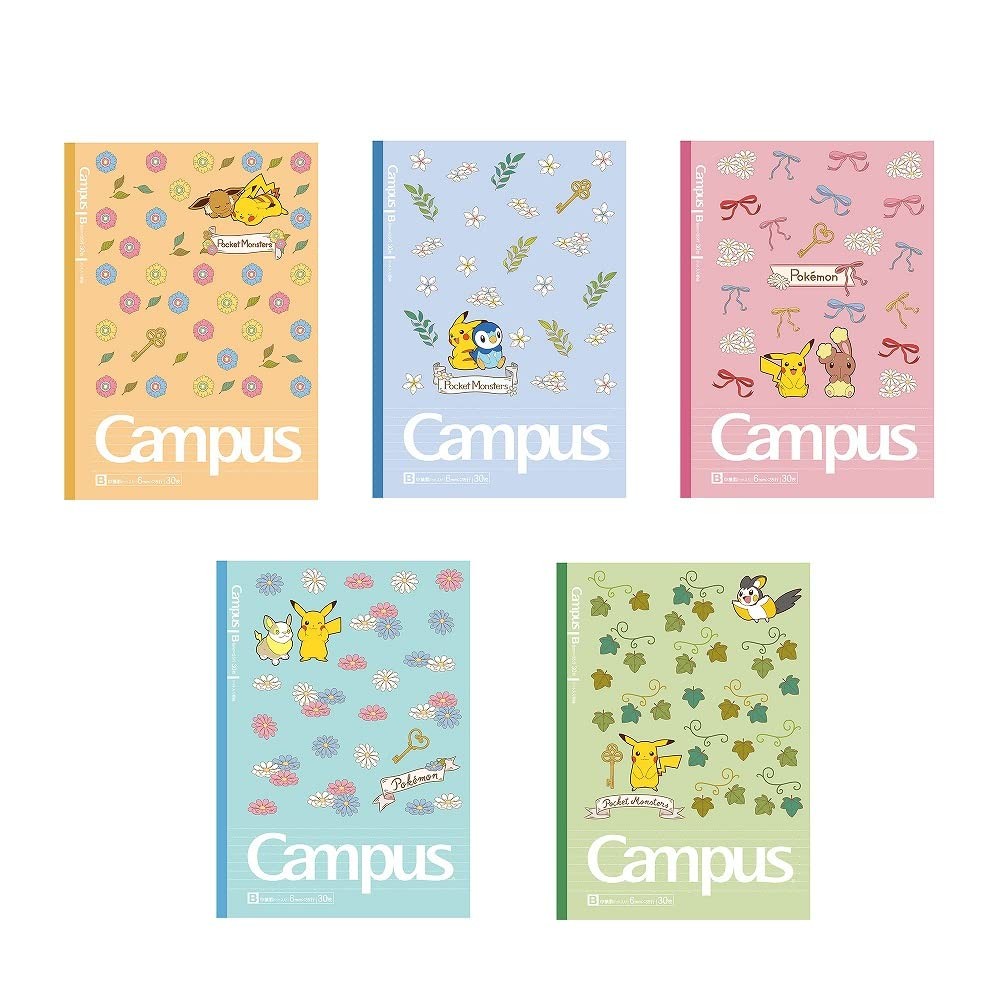 Showa Note 414729002 Pokemon Campus Notebook, Dotted Ruled, B Ruled, Pack of 5