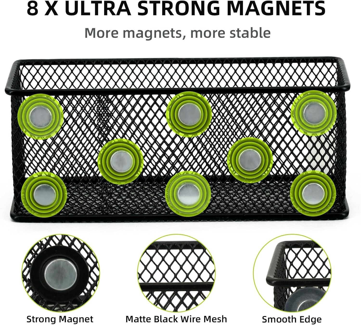 Elegant Magnetic Baskets for School and Office – Easy Installation, Pack of 3