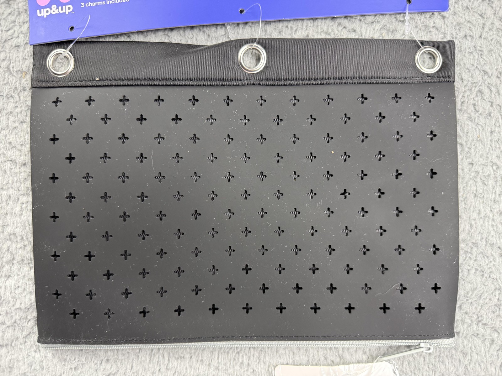 2 up & up Charm Pencil Pouch 3-Ring Binder Zipper Case 10×7.25in Black w/ Charms