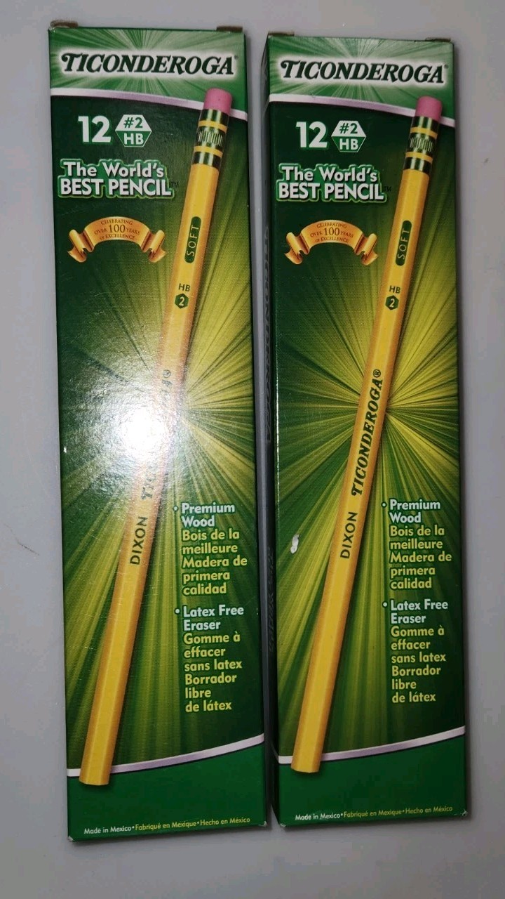 Dixon Ticonderoga Pencils Cedar Wood Graphite Yellow #2 HB with Eraser 24 Count