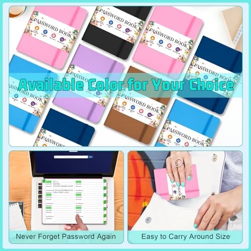 Password Books – Small Password Keeper Book with Alphabetical Tabs, Pink