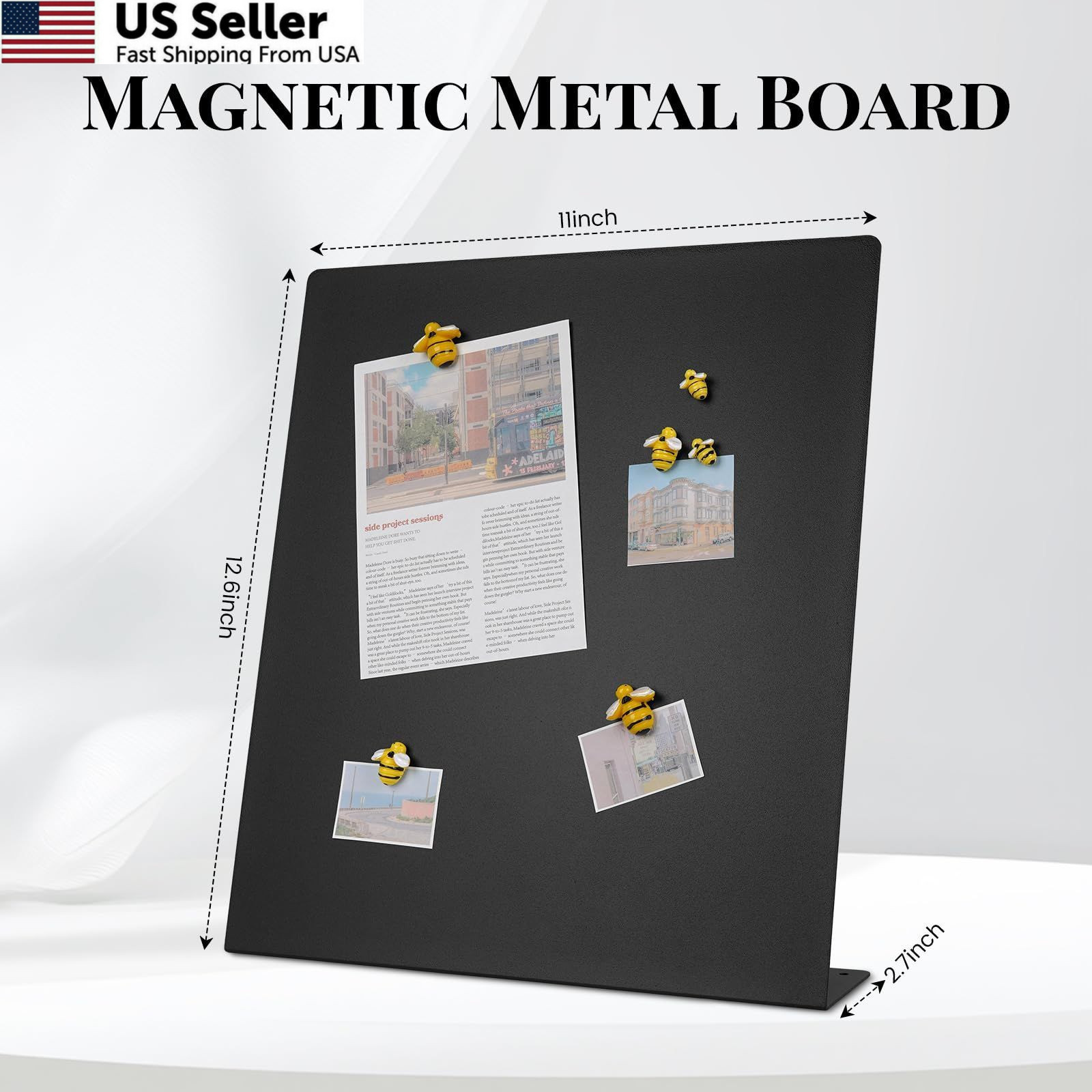 Magnetic Board 2pk Black Metal Bulletin Display Stand Home School Kitchen Office