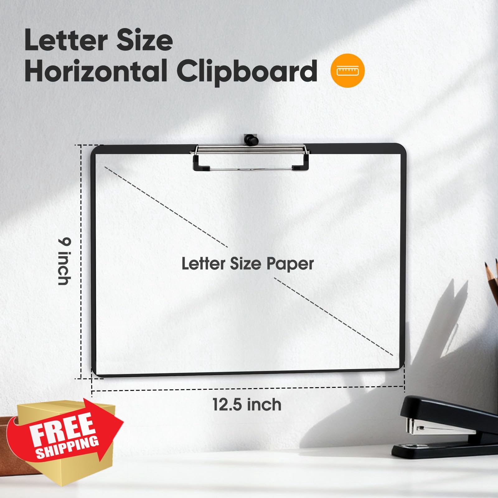 Zoenley Black Letter Size Clipboard Set of 24 Landscape A4 8.5×11″