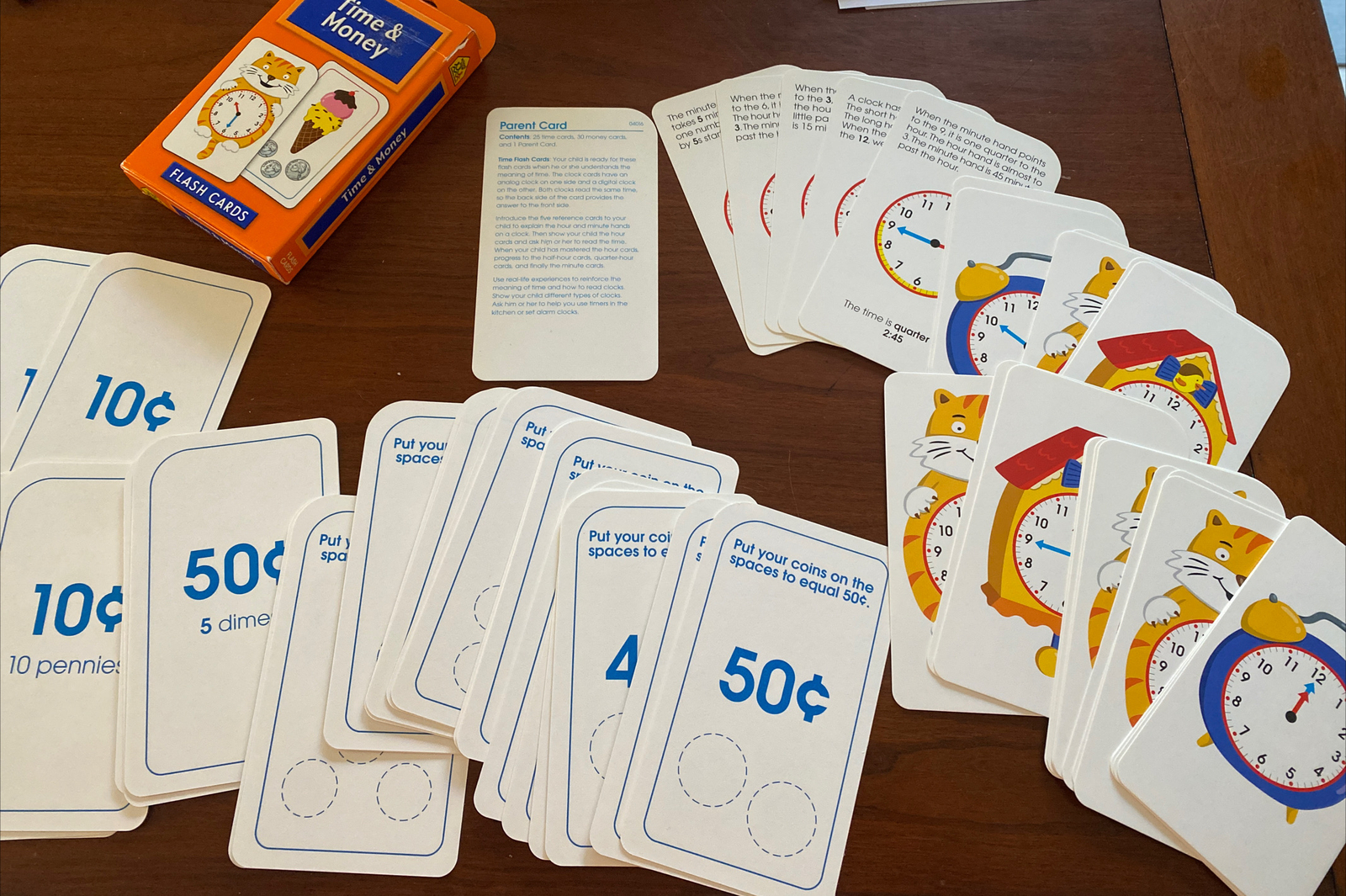 SCHOOL ZONE Time & Money Flash Cards Ages 6 and up COMPLETE & UNUSED