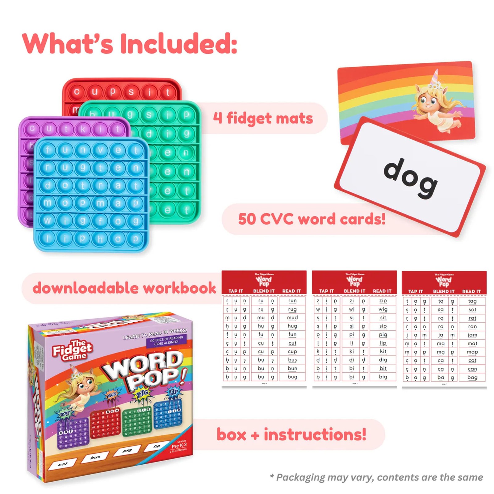 Word Pop, CVC Word Games for Kids 4-6 – Learn to Read in Weeks – Multisensory…