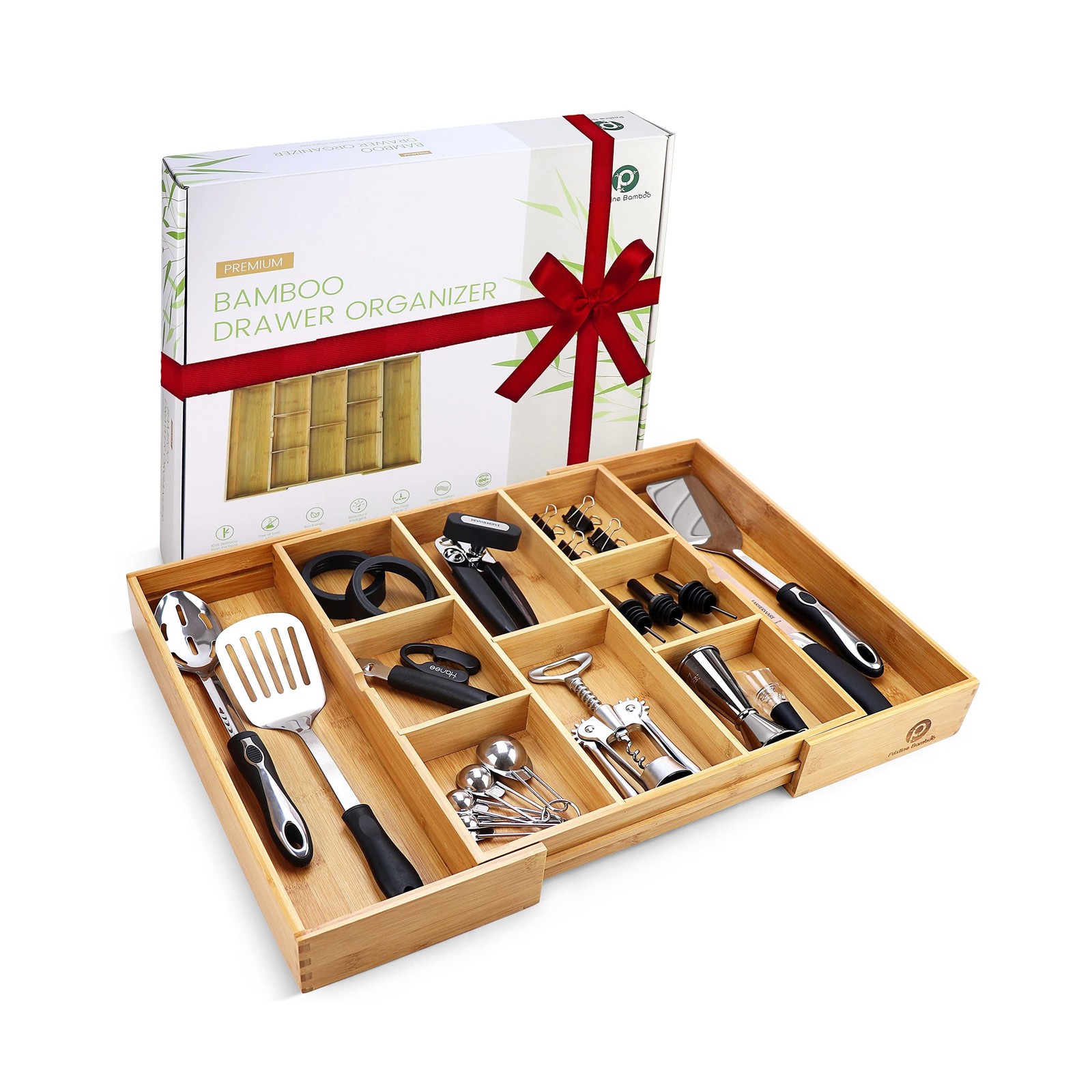 Pristine Bamboo Expandable Drawer Organizers for Kitchen – Extr… USA FAST SHIP