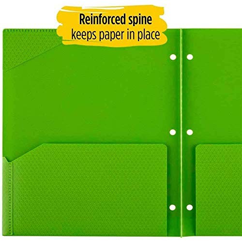 2 Pocket Folders, Stay-Put Folders, Plastic 1 Pack – Color Selected For You