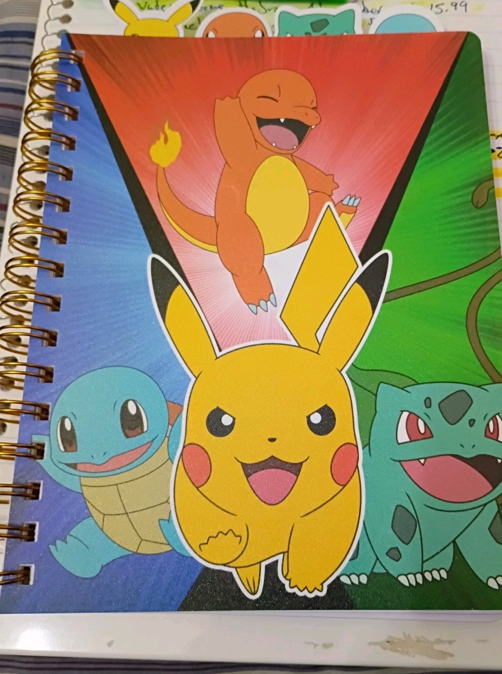 Pokemon 4 Tab Journal Notebook Pikachu, Charmander, Buldasaur, Suirtle