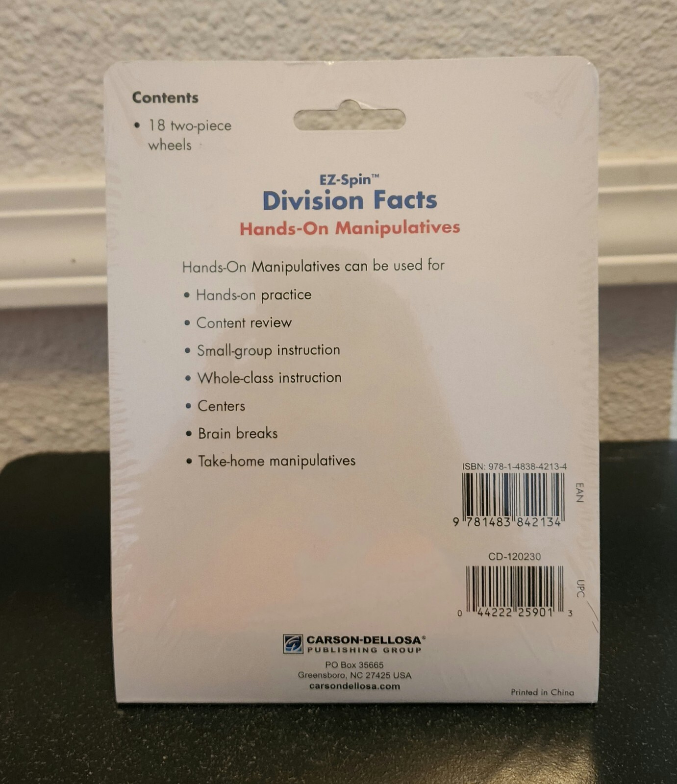 EZ-Spin DIVISION FACTS HANDS ON MANIPULATIVES New Math Wheels
