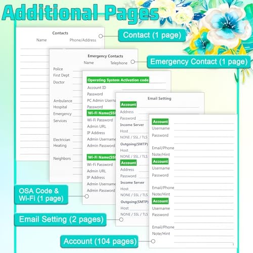 Password Books – Small Password Keeper Book with Alphabetical Tabs, Pink