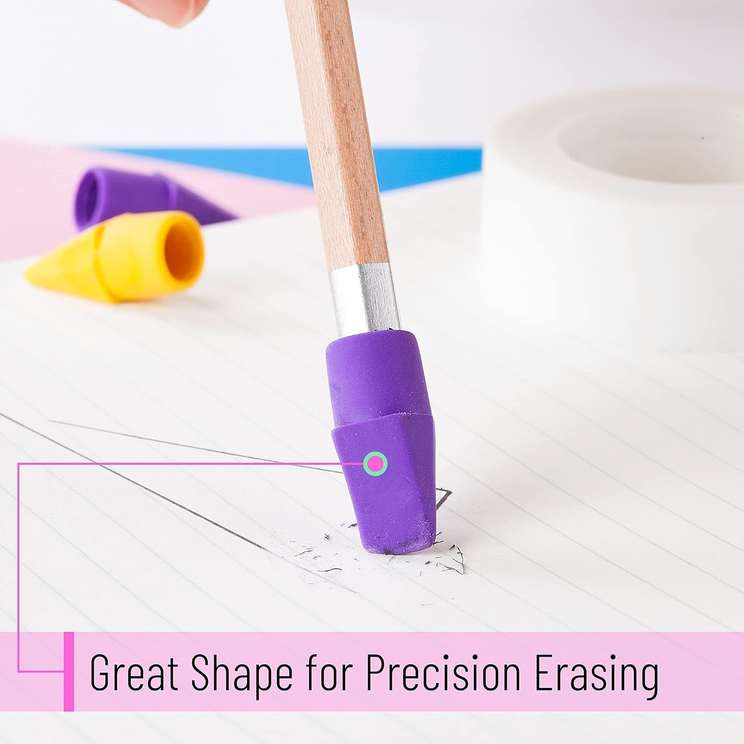 Pencil Top Erasers, 120 Pack, Latex-Free, No-Smudge | Cap Pencil Erasers for …