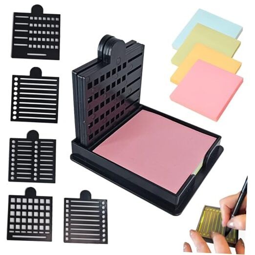 2025 New Sticky Note Stencil, Sticky Note Holder with Five Black 5 Templates